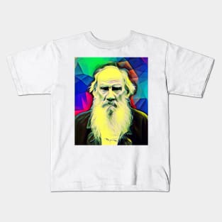 Leo Tolstoy Colourful Portrait | Leo Tolstoy Artwork 7 Kids T-Shirt